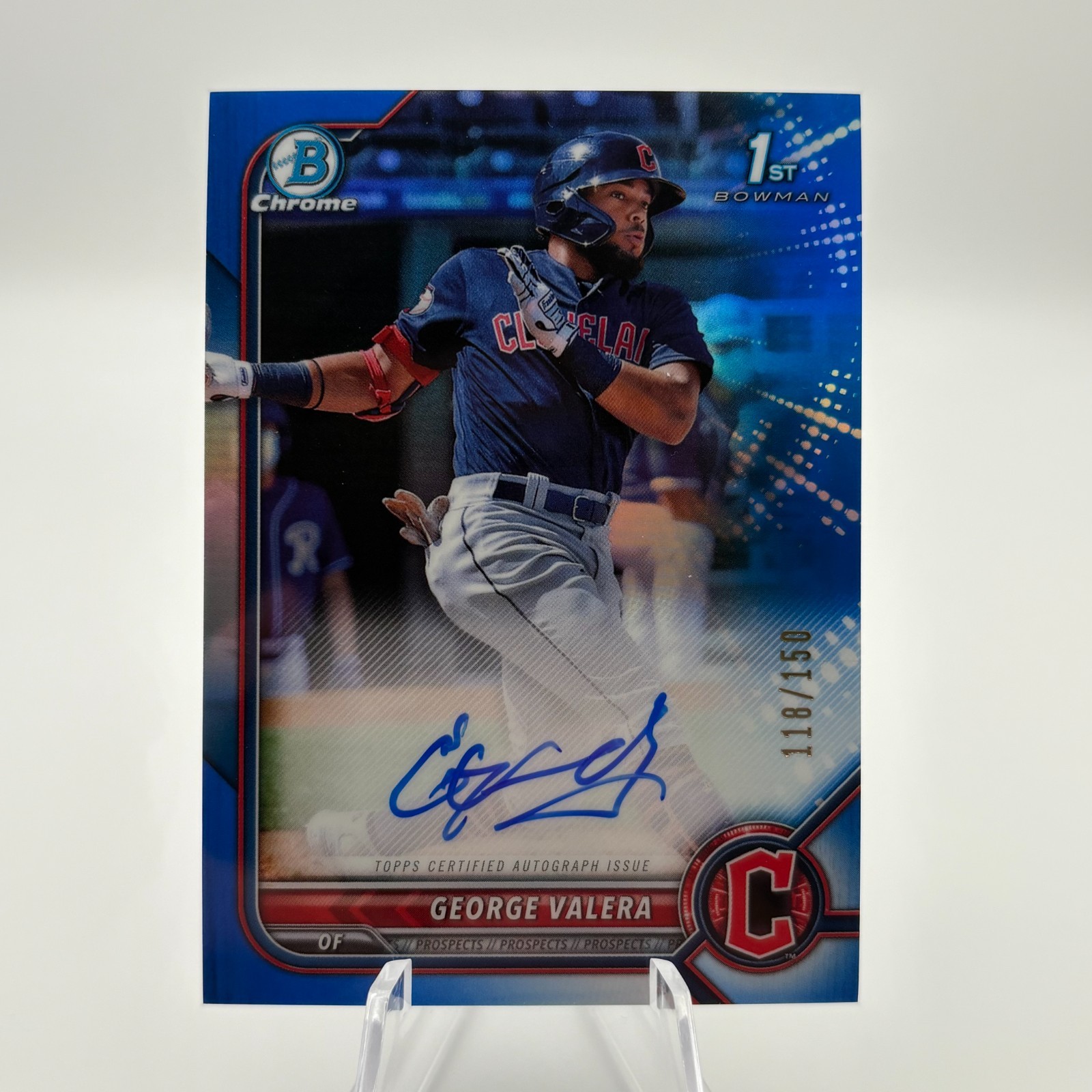 George Valera 2022 Bowman Chrome 1st Blue Refractor Auto /150 RC Guardians