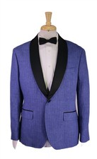 Bonobos Mens Tuxedo Blazer 38L Blue Linen Slim Fit Shawl Lapel Formal Jacket NWT