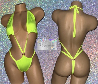 exotic dancewear outfit: Neon Green Bodysuit