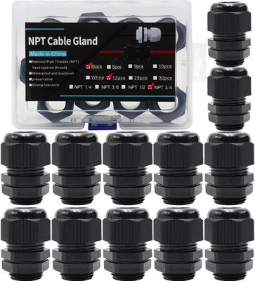 Waterproof IP68 Cable Gland Set 3/4''NPT Nylon PA66 Plastic Cable Connector