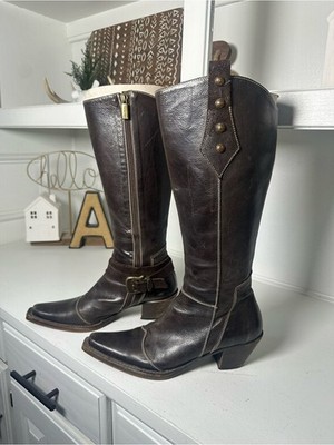 Tentazione Italy Women s EU 38 Brown Leather Tall Riding Boots Western Moto