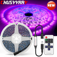 1 Pack 16FT 300LEDs LED UV Black Strip Purple Light 12V Ultraviolet Flexible 5M