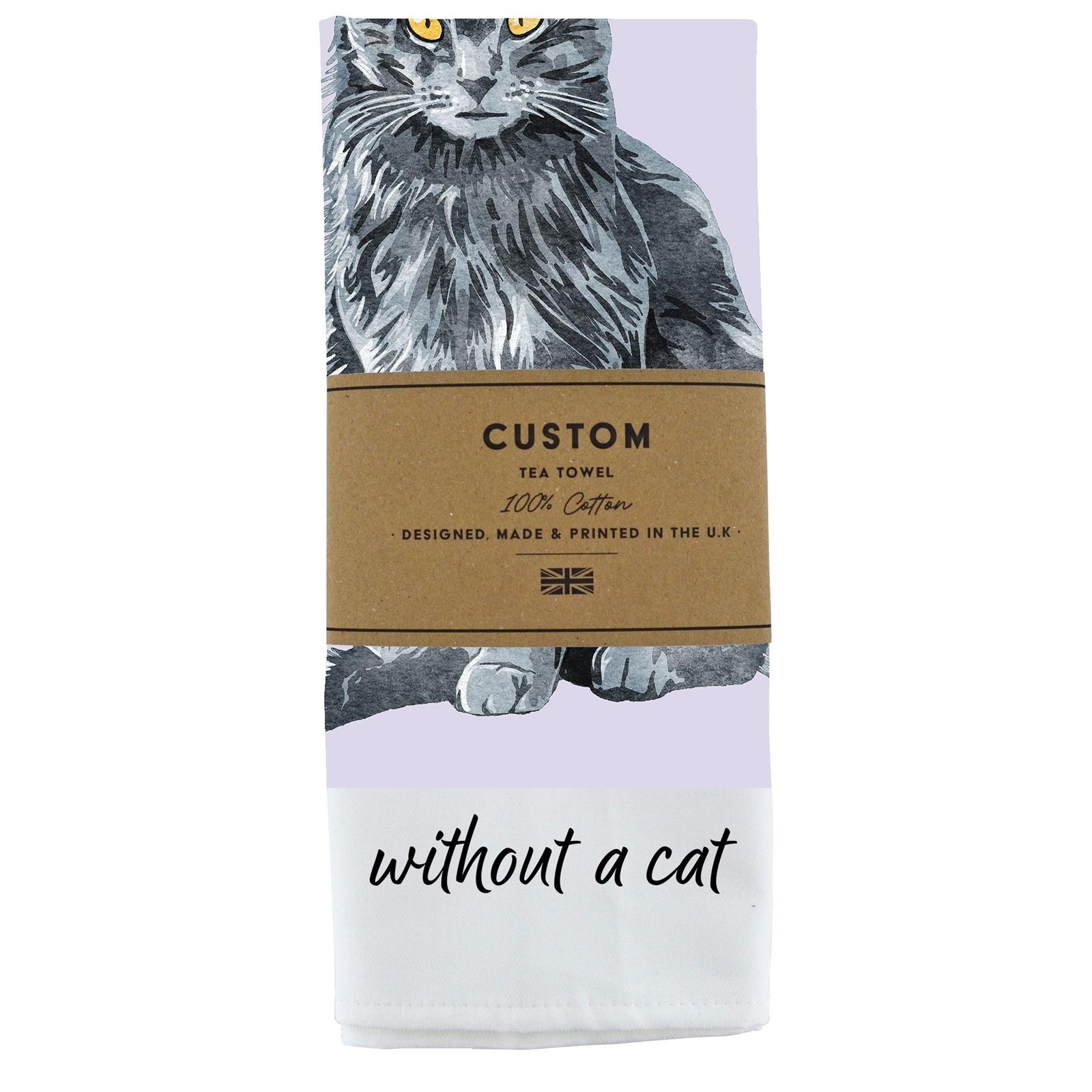 House Is Not A Home Without A Grey Cat Homeware Decor Giftware Cotton Tea Towel