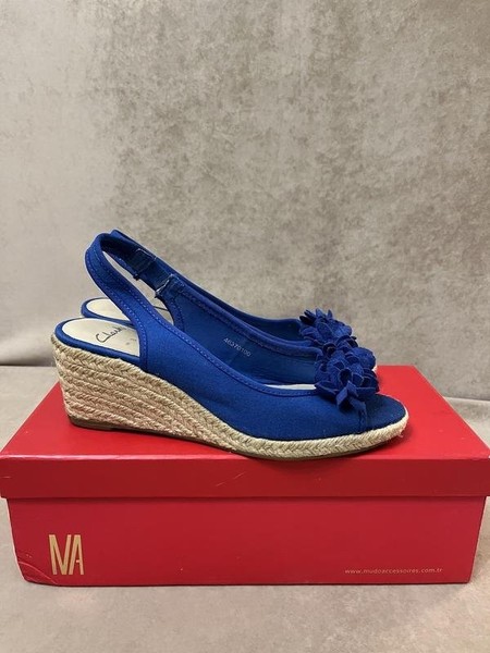 Women Clarks Heels Navy Textile 35