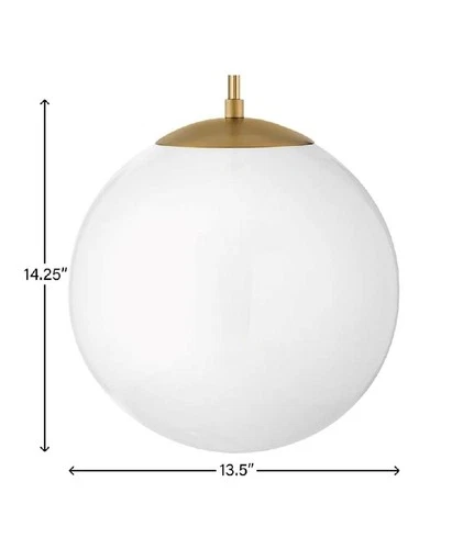 HINKLEY LIGHTING WARBY MEDIUM ORB LED PENDANT LIGHT 3744HB-WH 14" MCM HER-BRASS - Picture 3 of 10