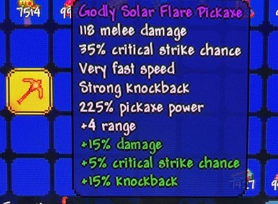 Terraria In Game Items  Solar Flair Pickaxe And Bottomless Shimmer Bucket! 