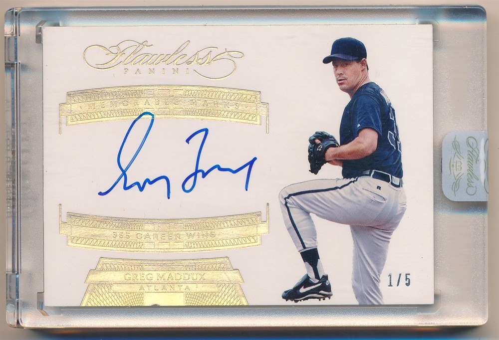 GREG MADDUX 2017 PANINI FLAWLESS GOLD ON CARD AUTOGRAPH BRAVES AUTO SP #1/5
