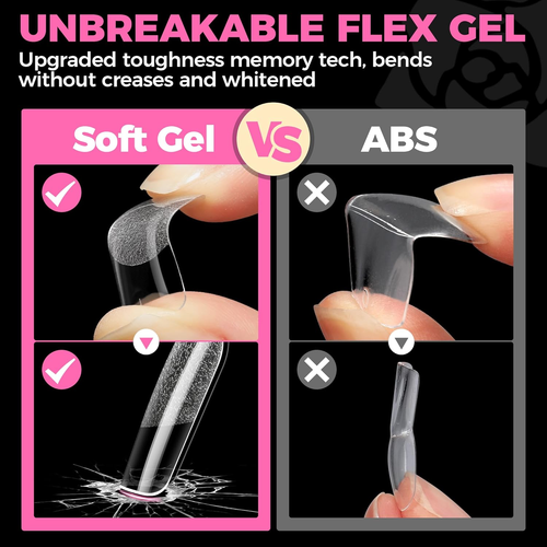 Nail Tips Square: 504PCS Short Square Nail Tips Pre Etched Gel Fake Nails Tips, - Picture 6 of 12