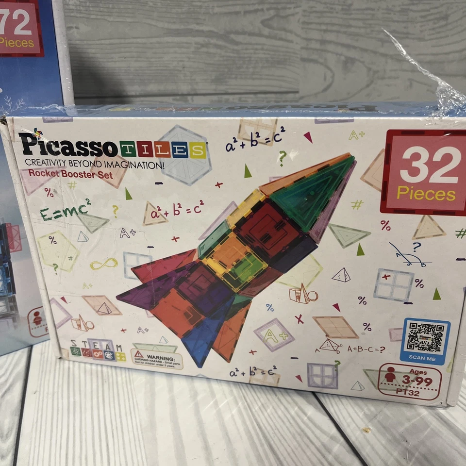 PICASSO TILE Magnetic Building Blocks STEAM TOY Rocket 32pc & Castle 72pc Bundle - Image 2 of 4