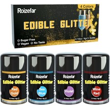 Roizefar Essbares Glitzer Set, 4 Farben geschmacklos essbare Glitzerpulver