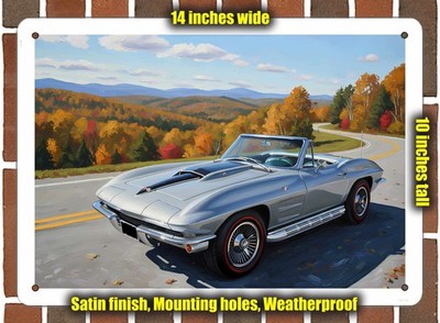 Metal Sign - 1964 Chevrolet Corvette 1 Oil Painting - 14x10