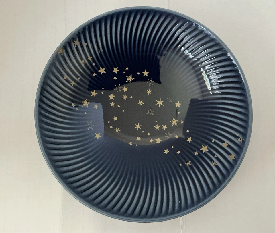 NWT,Porcelain Denby Arc,gold Star Pasta Bowl,blue, Sz 9 In 3.5 Deep,  - Image 2 of 3