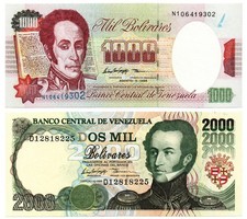 Venezuela (1998) 2000 + 1000 Bolivares 2 PCs UNC