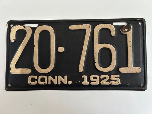 1925 Connecticut License Plate 100% All Original Paint 100+ Years Old