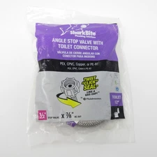 SharkBite Angle Stop Valve with Toilet Connector 1/2" C x 7/8" BC x 12" L