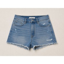 Eunina Lulu Super High Rise Cut Off Shorts Medium Wash Distressed Size S
