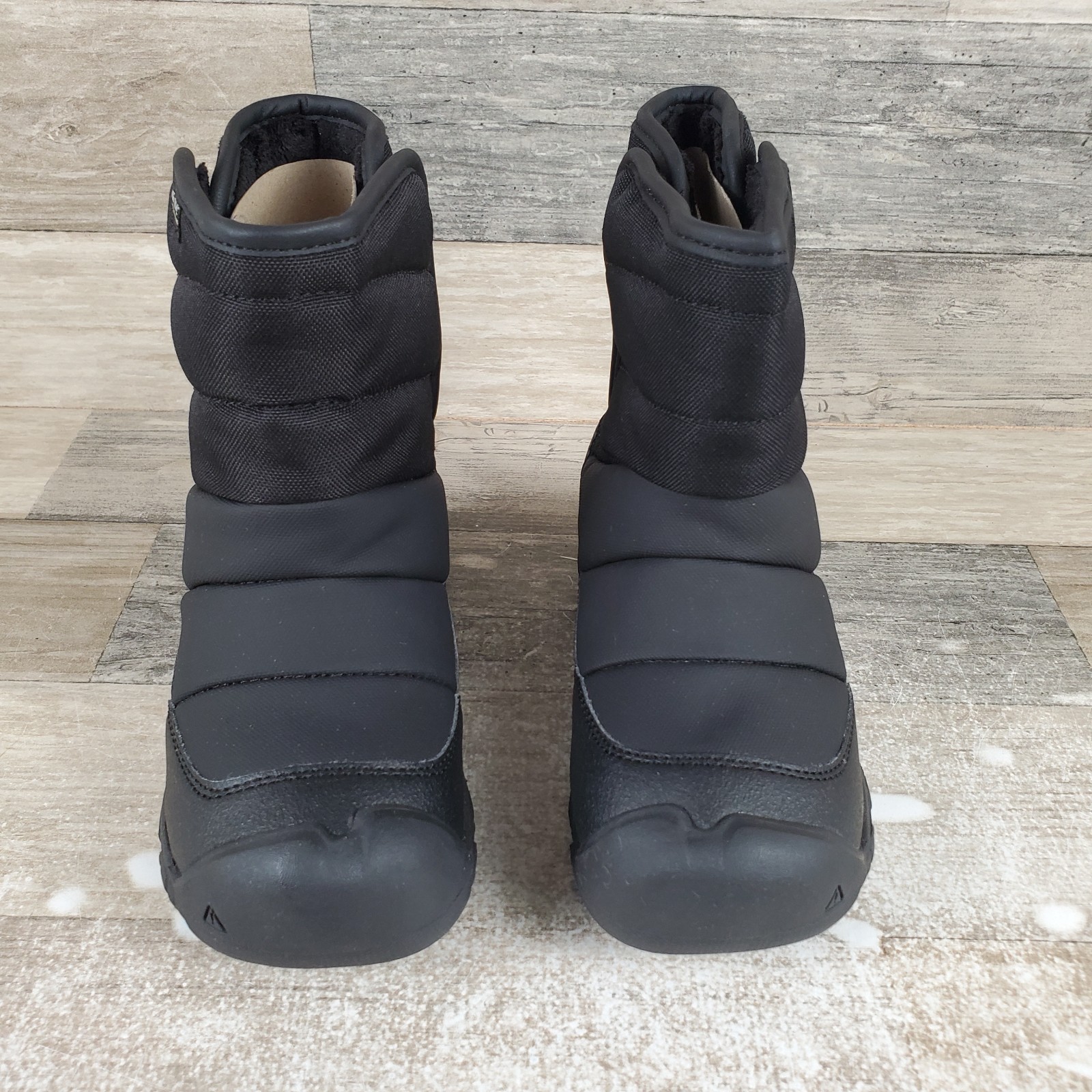 Stivali Invernali Keen Puffrider Bambini Tg 10 Nero Acciaio Grigio Regolabili Impermeabili