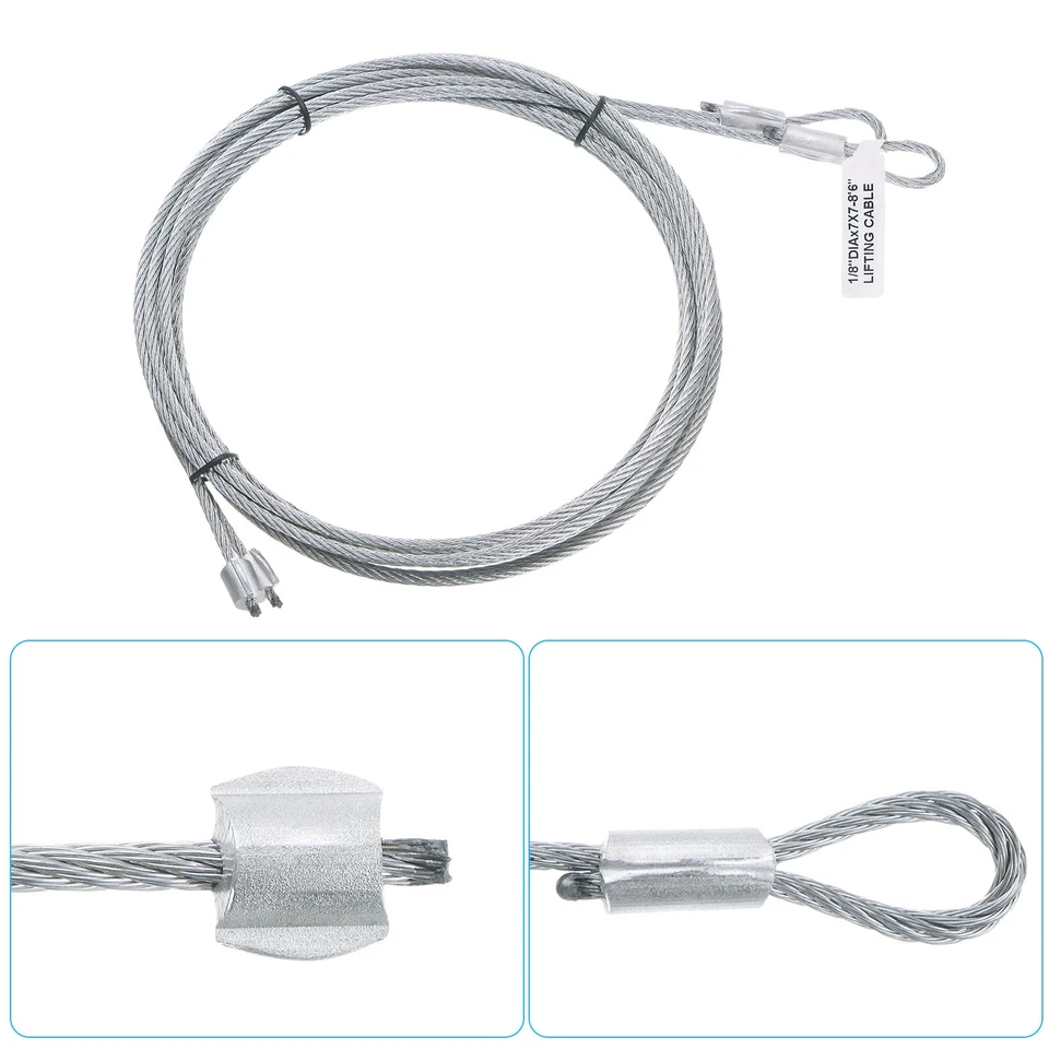 Cable de resorte de torsión de 3 mm de diámetro 2 piezas 8,6 pies 2 metros para puerta de garaje Foto 3 de 4