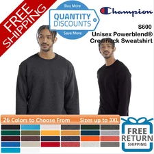 🔥 Champion Men's Powerblend 50/50 Heavy Crewneck Sweatshirt Up To 3XL S600