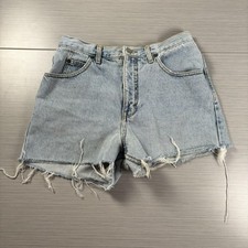 Vintage Calvin Klein Shorts Womens 12 Denim High Rise Cutoff Frayed Made USA 90s