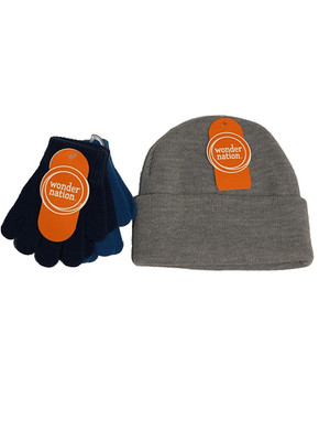 wonder nation toddler small boys 1 winter hat & 2 pairs gloves