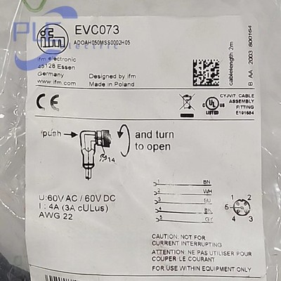 IFM EVC073  2M 60V 4A cable brand new   #xh