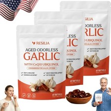 1-5x Resilia Garlic Extract 600mg Softgels 60 Count Odorless Aged Garlic Extra