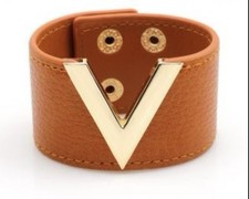 Orange Leather Cuff Bracelet