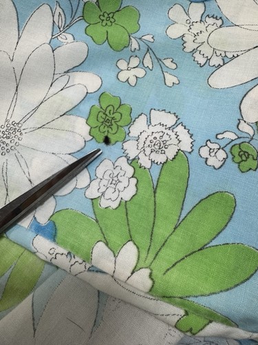 VTG Cannon Monticello Twin Flat & Pillowcase Flower Power Mod 60-70s Blue Green - Picture 8 of 16