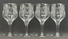 Set of 4 ~ Tiffin Franciscan Etched Tulip Dolores Wine Goblet Glasses