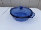 Vintage Anchor Hocking Cobalt Blue 2 Quart  9” Casserole Dish W/Lid