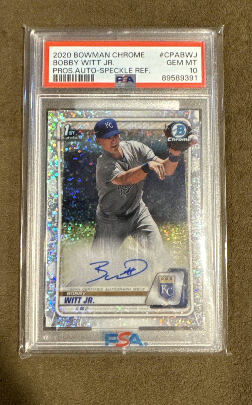 2020 Bowman Chrome Bobby Witt Jr Speckle Refractor Auto /299 PSA 10 First Bowman