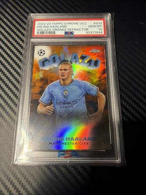 2022-23 Topps Chrome Uefa Erling Haaland Golazo Orange Refractor