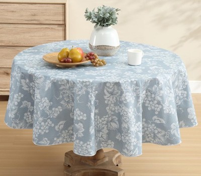 Home Bargains Plus 70 Inch Round Vinyl Tablecloth with Flannel Backing, Tradi...