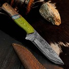 9.4 inch Handmade Damascus Hunting Knife Full Tang Hybrid Handle Leather Sheath — photo 6