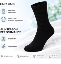 Men's Sports Crew Socks -15 Pairs Cushioned Cotton White Breathable socks
