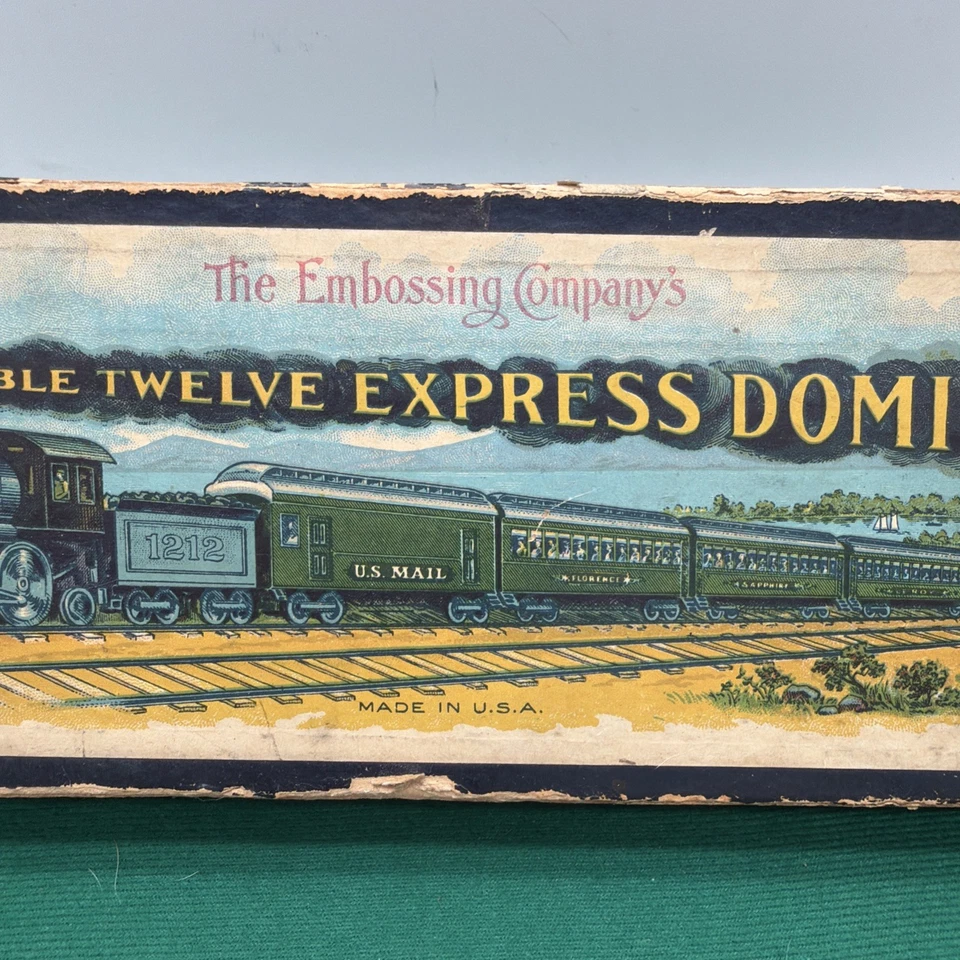 Vintage 'The Embossing Company' "Double Twelve Express Dominoes" w/ instructions - Image 2 of 4