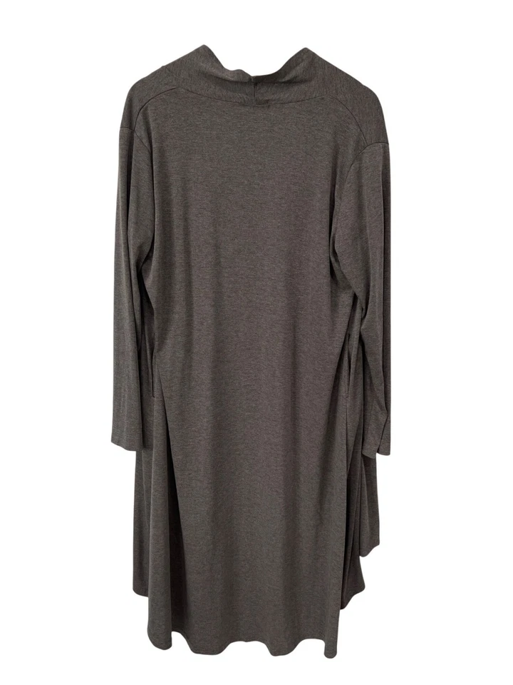 Moda Cárdigan Plumero Frente Abierto Talla XL Manga Larga Gris Jaspeado Acogedoras Capas Foto 2 de 4