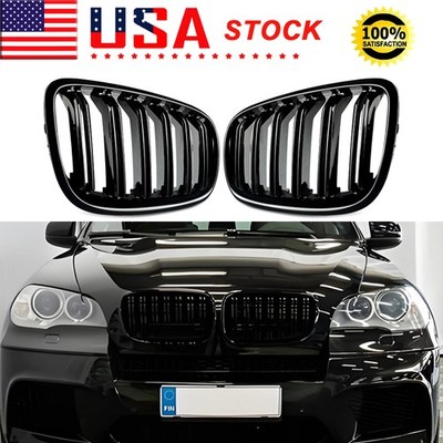 For BMW X5 E70 X6 E71 2007-2013 Gloss Black Front Bumper Kidney Grilles Grill