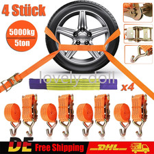 4x Spanngurte Autotransport Reifengurt 5000kg Anhänger Radsicherung 5t Transport
