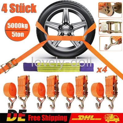 4x Spanngurte Autotransport Reifengurt 5000kg Anhänger Radsicherung 5t Transport