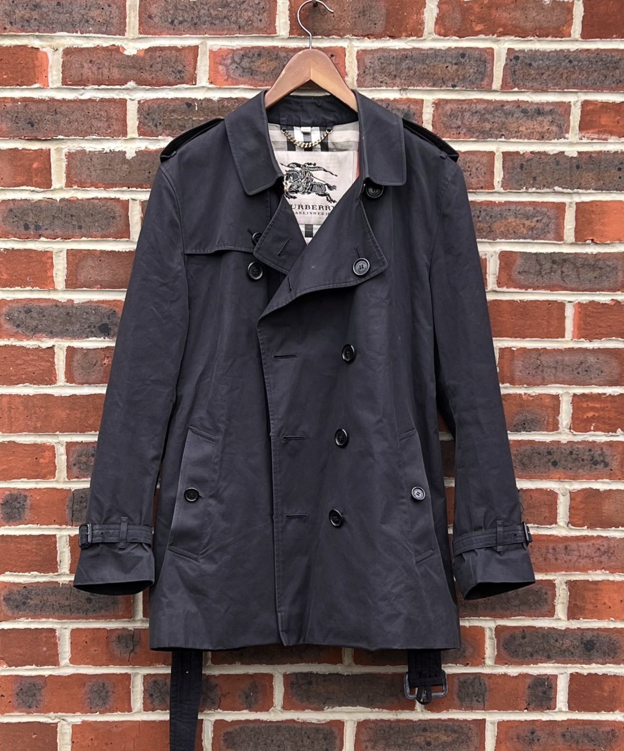 Burberry Mens KENSINGTON Short Trench Coat 52 Large Prorsum Jacket Classic thumbnail 3