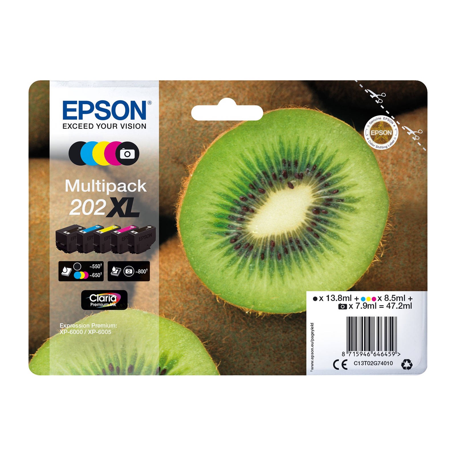 Original Epson 202XL High Capacity Ink Cartridge Multipack (C13T02G74010)