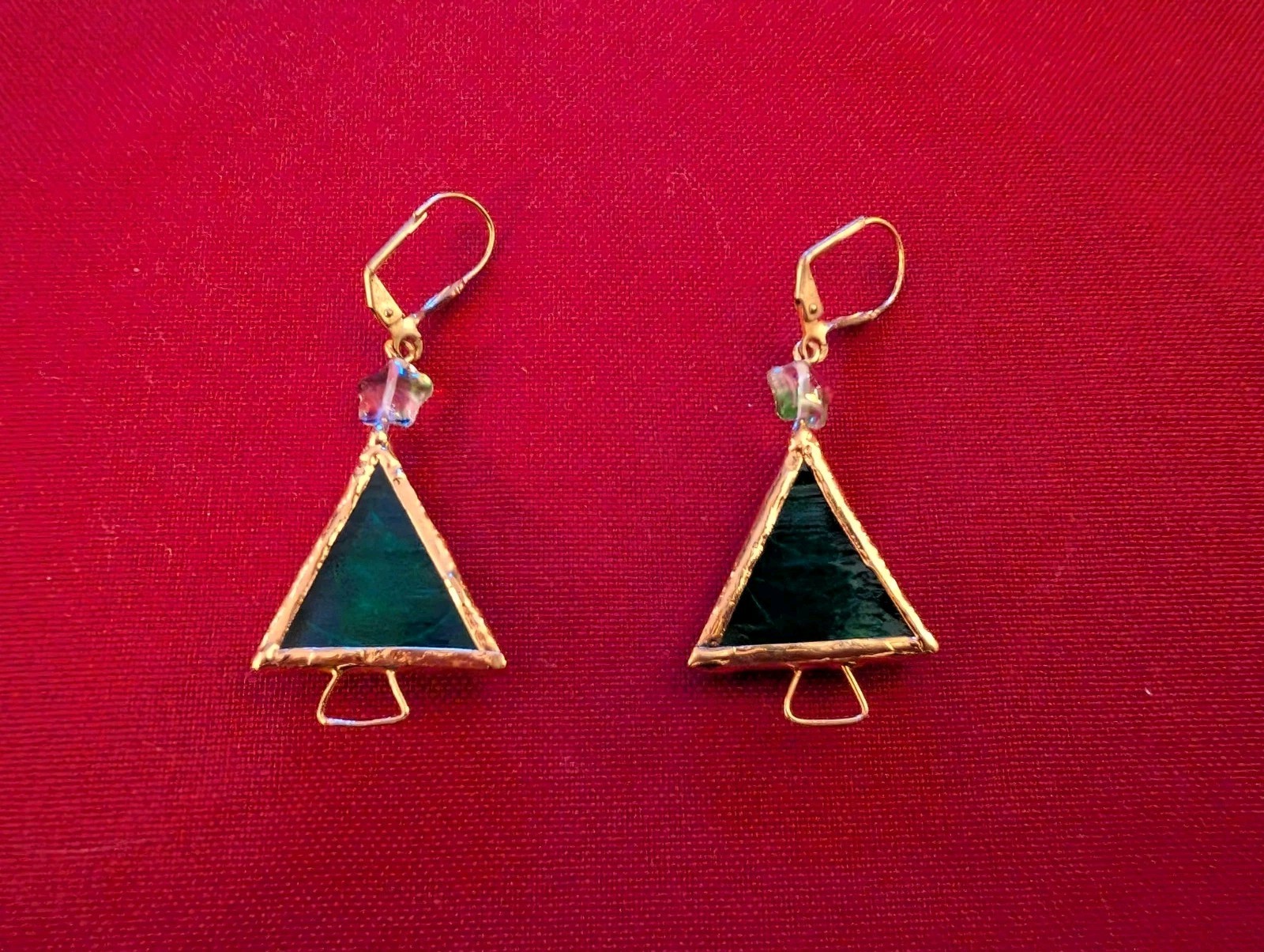 Handcrafted Dangling Christmas Tree Earrings - image 2