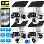 12MP 4G LTE Solar Überwachungskamera Außen PTZ CCTV Kamera mit SIM 12000mAh Akku