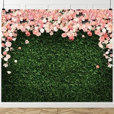 Greenery Backdrop 10x8ft Flowers Spring Leaves Pink Floral Rose Party Photo
