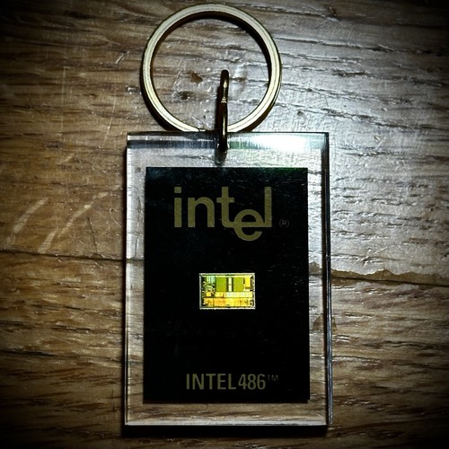 ✨Intel 486 Vintage Computer Prozessor Micro Silicon Chip Schlüsselanhänger Sammlerstück