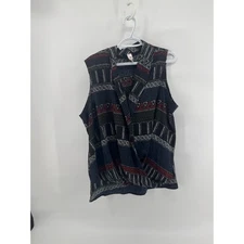 Bongo Plus Size 1X Sleeveless Blouse Top Aztec Geometric Print
