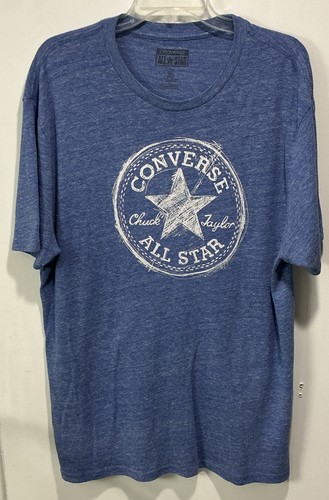 Converse, CONVERSE All Star Chuck Taylor Shirt Mens Adult Large Heather Blue Cons Logo