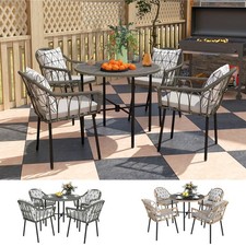 5 Piece Patio Rattan Dining Set, Wicker Garden Table and Chairs